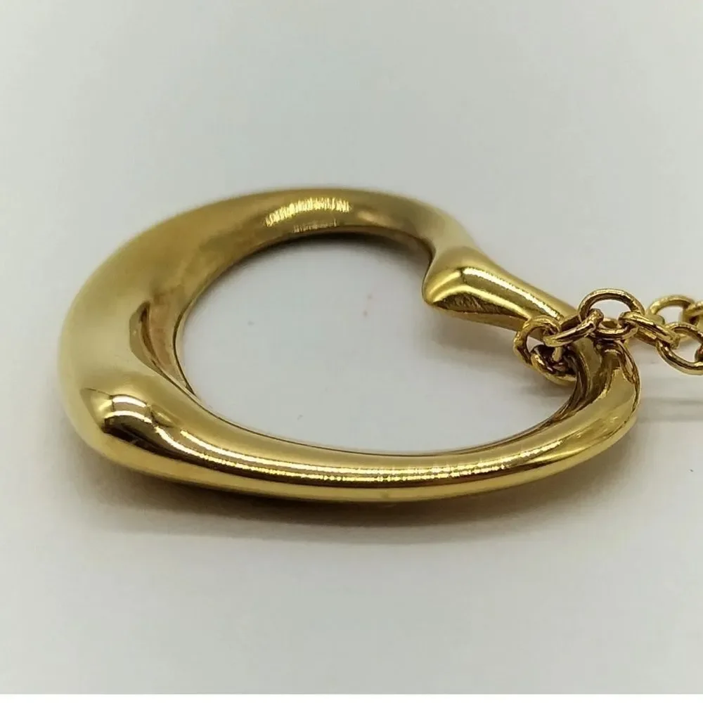 Tiffany and Co. Pendant Necklace Open Heart Peretti 18k Yellow Gold